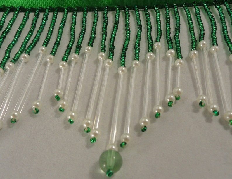 Beautiful Beaded Fringe Trim 4 Green Pearl& clear long Etsy