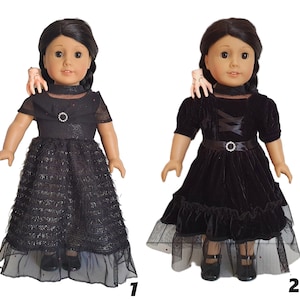 Handmade Doll Clothes Wednesday Addams Inspired Dress fit 18" Girl Dolls Thing Hand