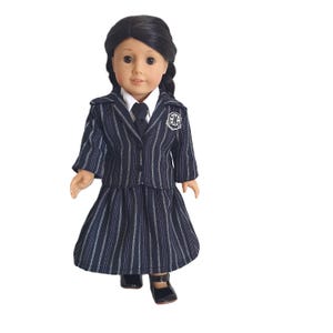Handmade Doll Clothes Wednesday Addams Inspired School Uniform Jacket Skirt fit 18" Girl Dolls Maplelea