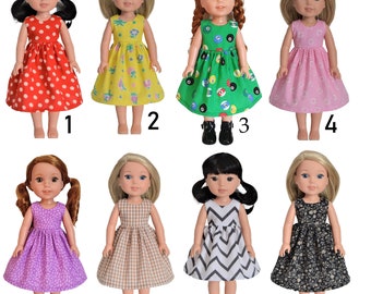 Handmade Doll Clothes Dress Assorted Colors fit 14.5" AG Wellie Wishers and H4H Dolls