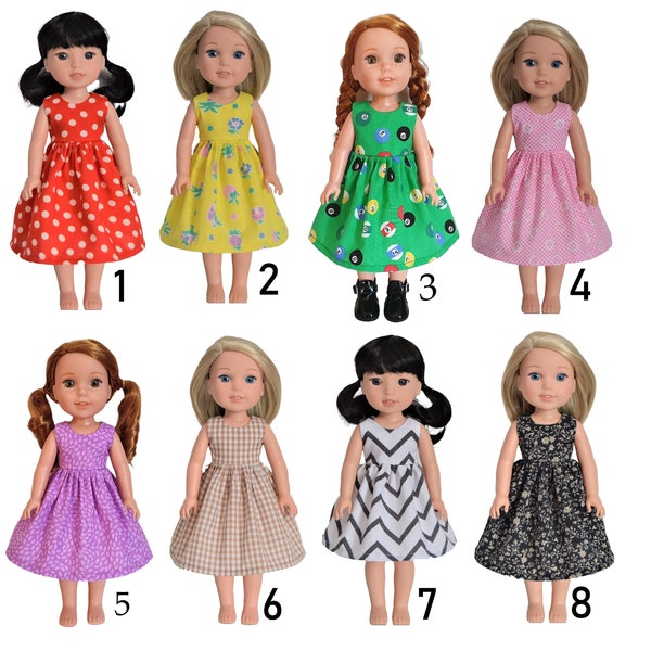 Handmade Doll Clothes Dress Assorted Colors fit 14.5" AG Wellie Wishers and H4H Dolls
