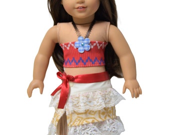 Handmade Doll Clothes Disney Inspired Princess Moana Costume fits 18" Girl Dolls Halloween