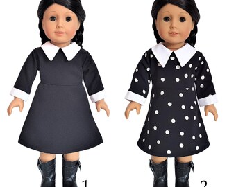 Handmade Doll Clothes Wednesday Addams Inspired Dress fit 18" Girl Dolls Maplelea