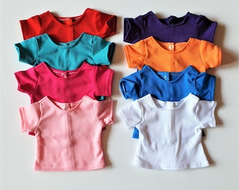 Handmade Doll Clothes T-Shirts Top Assorted Colors fit 18 Girl or Boy Dolls
