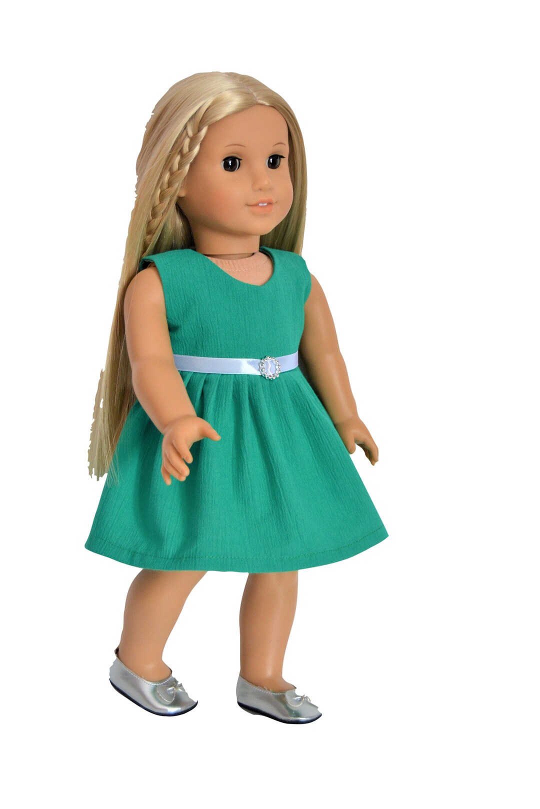 Handmade Doll Clothes Dress Green Fit 18 Girl Dolls Maplelea Christmas