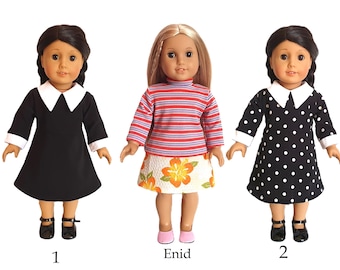 Handmade Doll Clothes Wednesday Addams Inspired Dress Enid Sinclair Sweater Skirt fit 18" Girl Dolls Maplelea