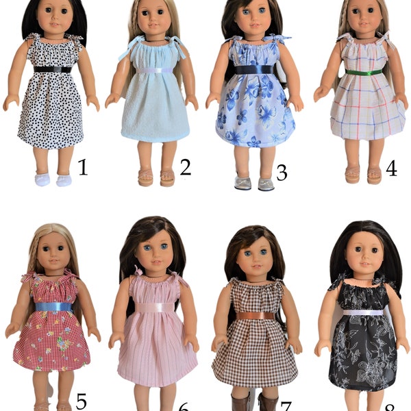 Handmade Doll Clothes Drawstring Dress Summer Assorted Colors fit 18" Girl Dolls Maplelea