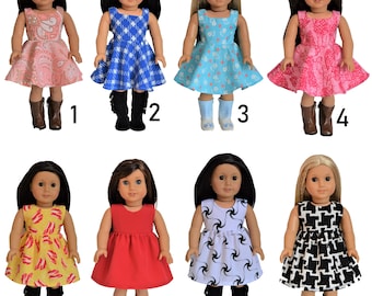 Handmade Doll Clothes Dress Assorted Colors fit 18" Girl Dolls Maplelea Christmas