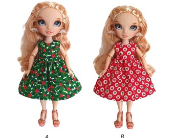 Handmade Doll Clothes Dress Christmas fit 11" Rainbow High Dolls DRESS ONLY