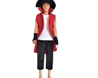 Handmade Doll Clothes Disney Descendants 2 Inspired Harry Hook Costume fit 12" Boy Dolls