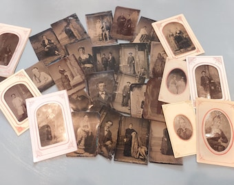 Collection Of 29 Tintype Photos / Objects For Artist / Found Object
