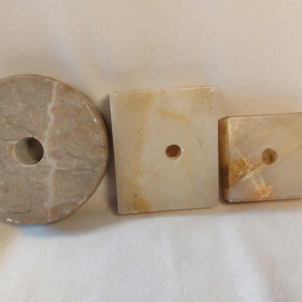 Objects for Artists / 3 Marble and Alabaster Bases / Found Object / Assemblage/ Sculpture