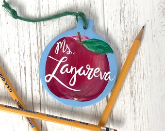 Personalized Teacher Ornament. Great gift for Principal, Teacher, specialist or school. Custom Hand-Painted Teacher Ornament. Made to order.