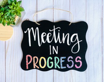 picture In A Meeting Sign Printable Cute meeting sign etsy