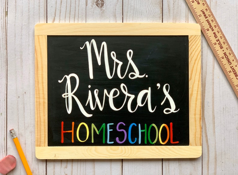 Teacher sign Optional 2 side Custom Homeschool sign Wording and colors fully custom. Custom homeschool sign Mom or last name sign