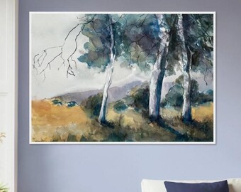 Australian Gum Tree Watercolor Art Print: Framed or Canvas Wall Decor