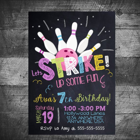 Bowling invitation, Bowling birthday invitation, , Bowling, Bowling party invitation, Bowling birthday, STRIKE,Bowling Party Digital file Il_570xn