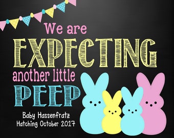 Easter Pregnancy Announcement | Easter Announcement | Easter Pregnancy Reveal | Easter Peeps Growing Family | Easter Egg Hunt