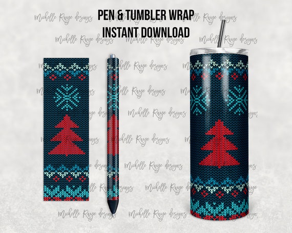 Knitted Christmas Tree Christmas Sweater Combo, Pen Wrap, Tumbler Design, Epoxy and Sublimation, Instant Download, Mockup Included Il_570xn
