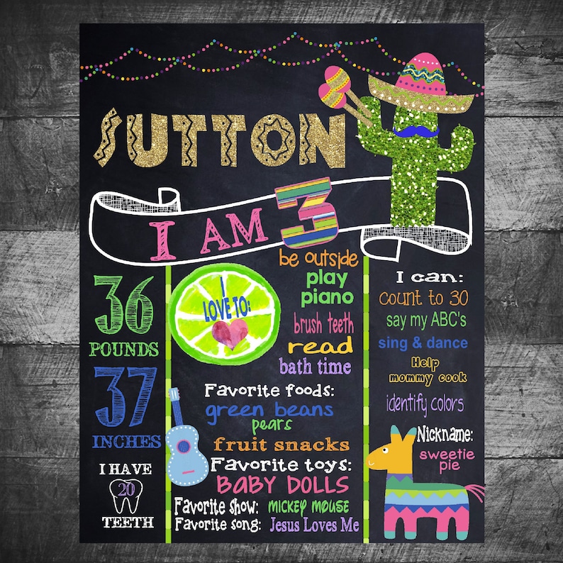 DIgital file Fiesta Birthday Board Fiesta Sign Fiesta First Birthday Fiesta Chalkboard Fiesta Birthday Chalkboard Mexican Theme