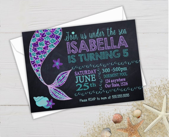 Mermaid Invitation, Mermaid Party, Mermaid Birthday, First Birthday, Birthday Invitations, Under The Sea Invite, First Birthday Mermaid Il_570xn
