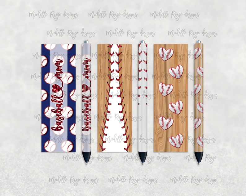 Baseball, Baseball Mom, Sports, Printable Waterslide Pen Wrap Design, Epoxy Pen Wrap, InkJoy, PNG, Instant Digital Download, Mockup Included image 1