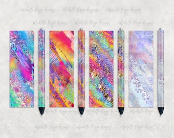 Holographic Milky Way Pen Set 1, Printable Waterslide Pen Wrap Design, Epoxy Pen Wrap, InkJoy, PNG, Instant Download, Mockup Included