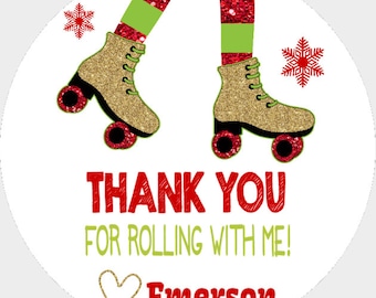 Roller Skating Birthday Tags | Christmas Skating Party Favor Tags | Glitter Skate | Holiday Skate Party | Roller Skating | Templett
