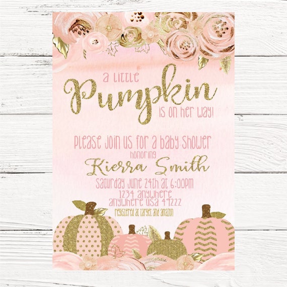 pink pumpkin baby shower invites