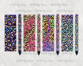 Glitter Leopard Print Pen Set, Printable Waterslide Pen Wrap Design, Epoxy Pen Wrap, InkJoy, Instant Download, Mockup Included