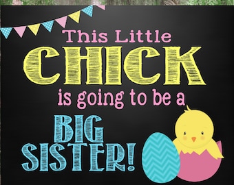 We're Expecting, Baby Chick... Pregnancy Photo Prop, Easter Pregnancy Announcement Chalkboard Poster Printable, Maternity, Announcement