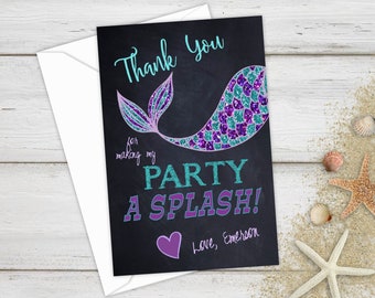 Mermaid Thank You Cards, Birthday Thank You, Thank You Cards, Under the Sea, Thank You Notes, Mermaid Party, Mermaid Birthday, Thank You