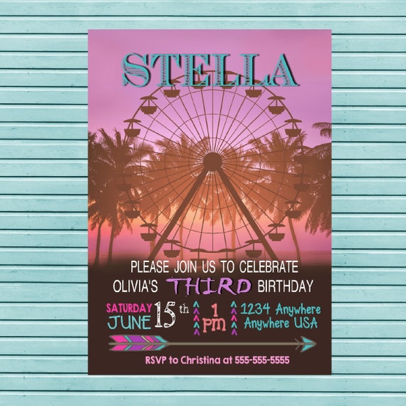 Music Festival Invitation, Boho Pow Wow Invitation. Ferris wheel invite, Festival Party, Tribal Invite, Dream Catcher, Music Festival theme Il_570xn