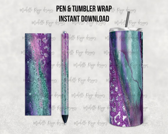 Purple and Teal Milky Way Combo, Waterslide Pen Wrap and Tumbler Design, Epoxy Pen Wraps, InkJoy, PNG, Instant Download, Mockup Included Il_570xn