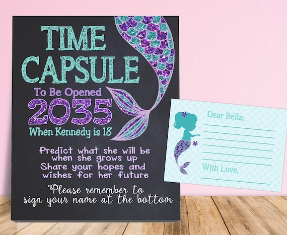 Mermaid Birthday Party, Time Capsule, First Birthday Mermaid, Time Capsule First Birthday, Mermaid Party, Mermaid Tail, Birthday Decorations Il_570xn