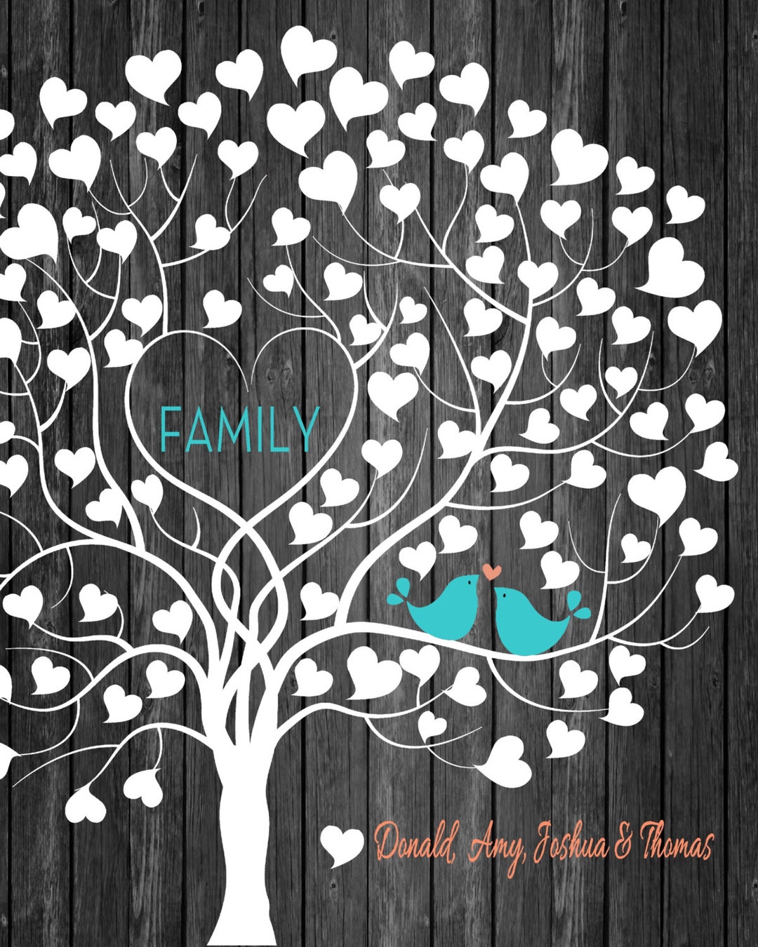 Family Tree Print - Family Tree Wall Art - Wedding Gift Digital Family ...