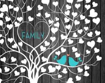 Family Tree Print - Family Tree Wall Art - wedding gift Digital Family Tree  Custom Family Tree Printable blank tree guests sign guestbook