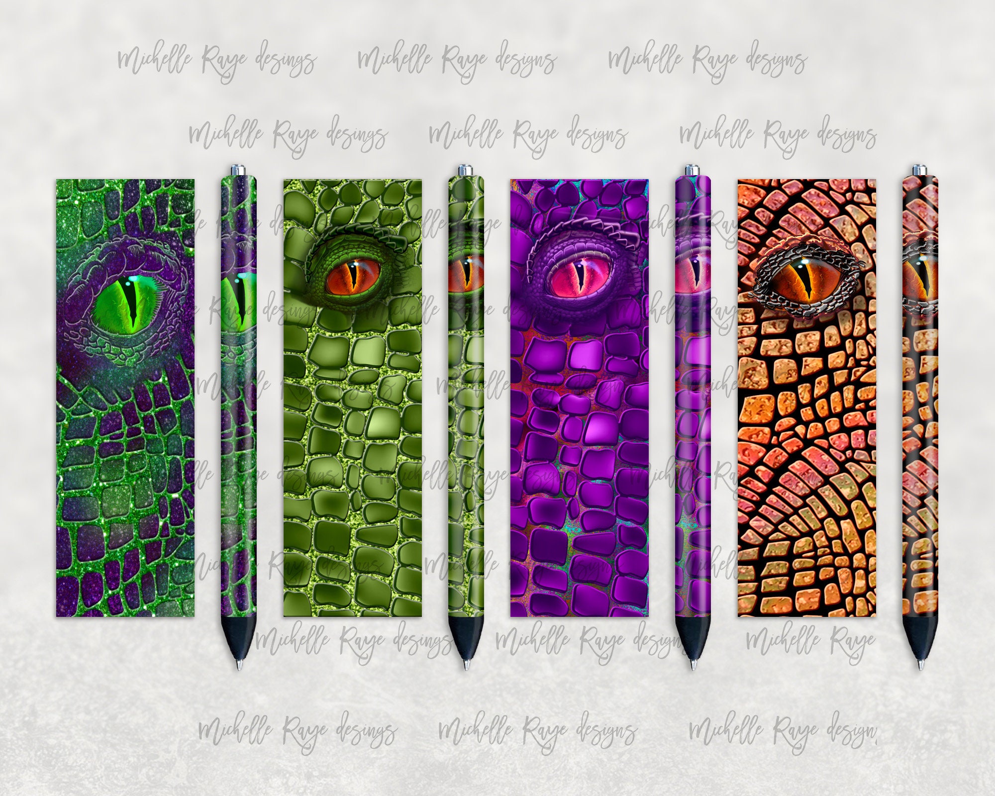 Dragon Pen Set 3, Printable Pen Wrap Designs, Epoxy, Sublimation, InkJoy, Instant Digital Download, Mockup Included