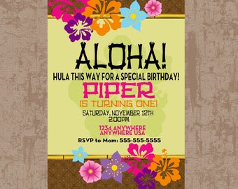 Luau Birthday Invitation, Luau Party Invitation, Luau Invitation, Hawaiian Birthday Invitation, Hawaiian invite