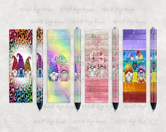 Bright Gnomes Pen Set, Printable Waterslide Pen Wrap Design, Epoxy Pen Wrap, InkJoy, Instant Download, Mockup Included