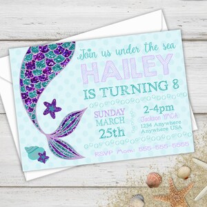 Mermaid Invite, Mermaid Birthday Party, Under the Sea Invite, Mermaid Party, First Birthday Mermaid, Birthday Invitations, Mermaid Tail