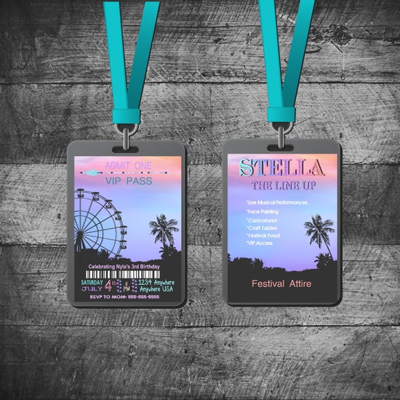 Pastel VIP PASS, Invitation, Tribal Birthday, Pastel Colors, Music Concert, Tribal Invitation, dream catcher, Boho, Music Festival theme Il_570xn