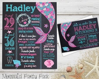 First Birthday Mermaid, Mermaid Party, Milestone Chalkboard, Mermaid Birthday, Birthday Invitations, Birthday Party Invitations, Nautical