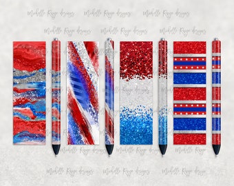 Red, White, and Blue Pen Set, Printable Waterslide Pen Wrap Design, Epoxy Pen Wrap, InkJoy, PNG, Instant Digital Download, Mockup Included