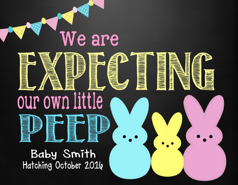 Easter Pregnancy Announcement Peeps Easter Expecting Sign Easter Pregnancy Reveal Easter Peeps Growing Family Easter Egg Hunt image 2