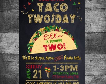 TACO TWOSDAY PARTY -  Birthday Party Invitation - Fiesta Party -  Fiesta Two Party - Tacos Fiesta - Taco Birthday Party, Mexican Fiesta