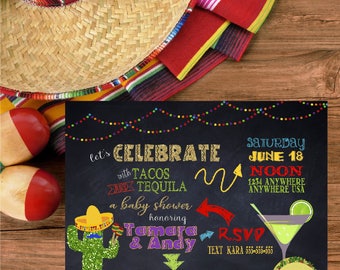 Fiesta Tacos e Tequila Coppia Baby Shower Invito / Co-ed Baby Shower Invite / Cinco De Mayo / Stampabile / Personalizza / Digitale