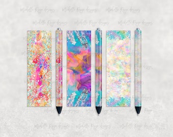 Alcohol Ink and Glitter Pen Set, Printable Pen Wrap Designs, Epoxy, Sublimation, Pen Wrap, InkJoy, Instant Digital Download, Mockup Included