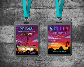 Bright Sunset VIP Pass | Birthday Party Invitation | Tribal Birthday | Bright Colors | Music Concert Theme | Festival Theme | Personalized