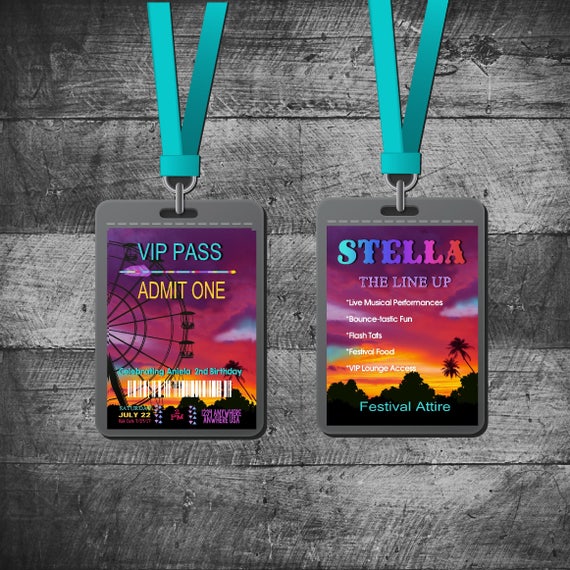 VIP PASS, Invitation, Tribal Birthday, Bright Colors, Music Concert, Tribal Invitation, dream catcher, Boho Chic, Music Festival theme Il_570xn